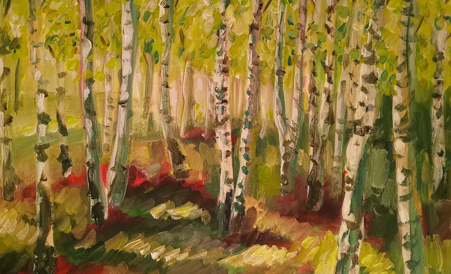 Junger Birkenwald im Frühling